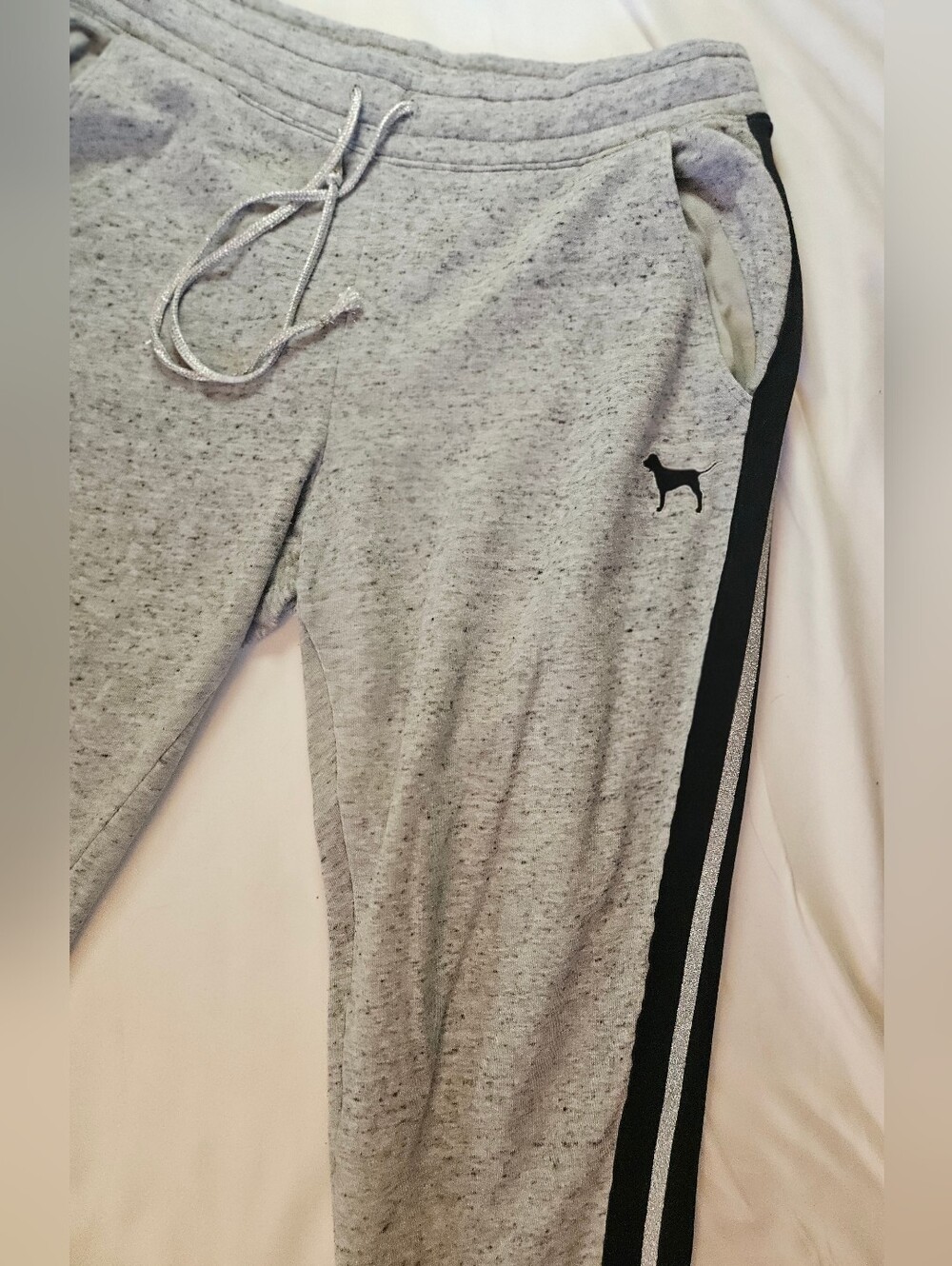 Victorias Secret Pink Womens Gray And Black Pull On Jogger Sweatpants Size Large - Picture 3 of 15